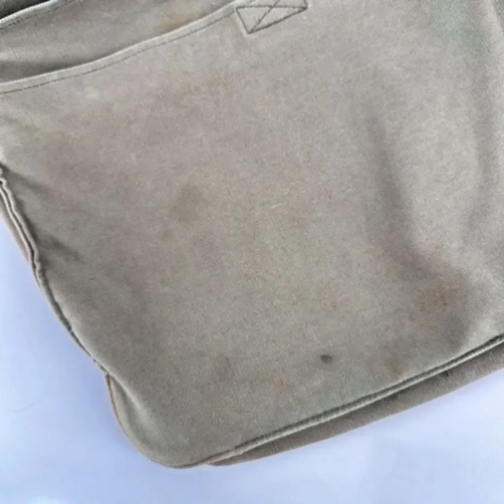 Vintage Y2K Gap Canvas Handpainted Fire Print Crossbody Messenger Bag‎ Green